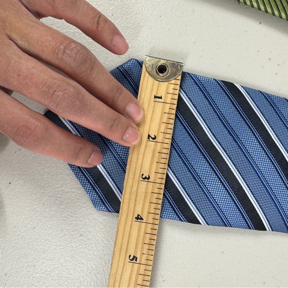 Amedeo Italian Silk Tie Bundle Blue Green Striped Designer Neckties Lot 3 - Picture 9 of 10